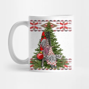 Gnomes Decorating Christmas Tree, Cute Santa Gnomes Scandinavia Nordic Christmas Mug